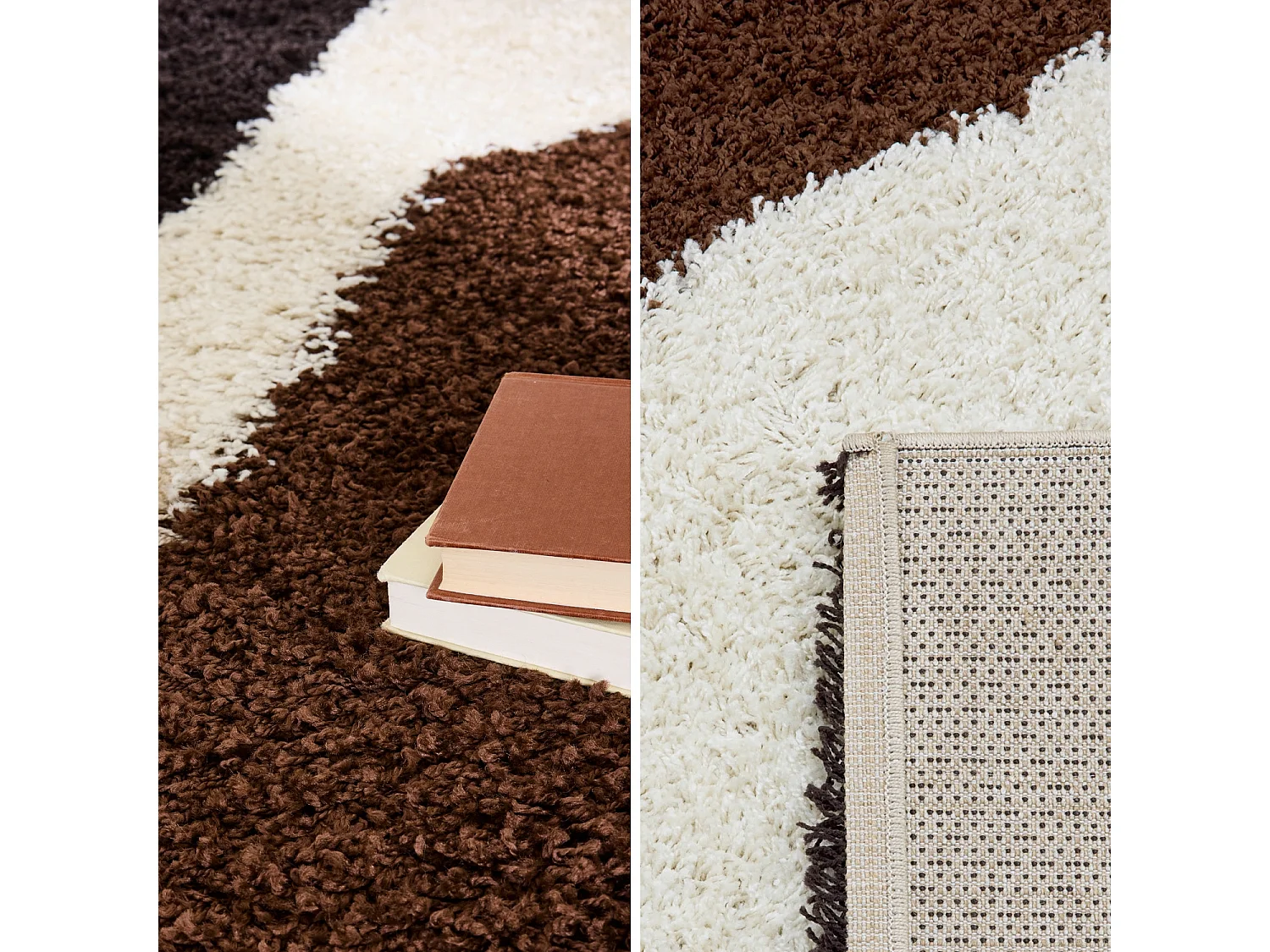 Tapis intérieur shaggy motifs géométriques beige. marron. noir 160 x 230 cm - Omar