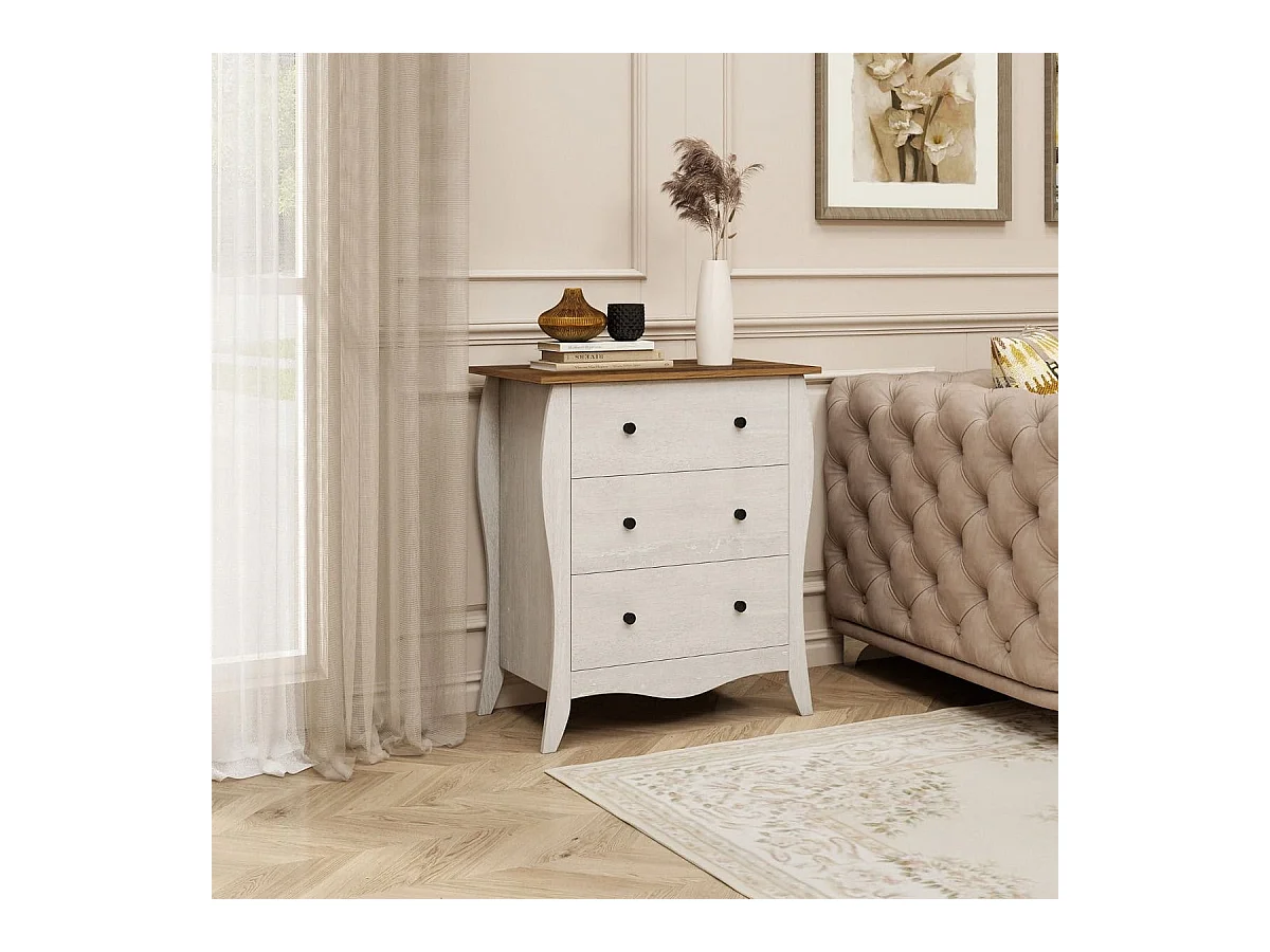 Commode pour Chambre de 76,5 cm Commode Rustique Meuble de Rangement avec 3 Tiroirs en Tissu Pliables et Kit Anti-basculement Gris