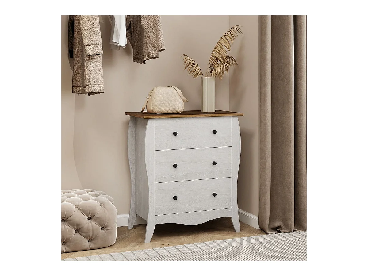 Commode pour Chambre de 76,5 cm Commode Rustique Meuble de Rangement avec 3 Tiroirs en Tissu Pliables et Kit Anti-basculement Gris