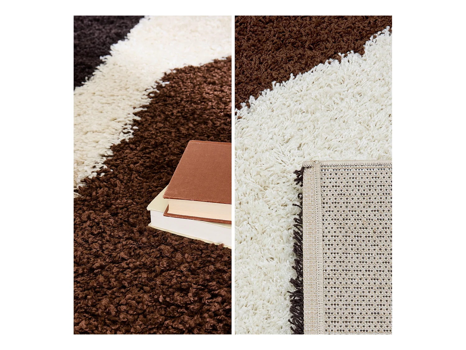 Tappeto da interno shaggy motivi geometrici beige, marrone, nero