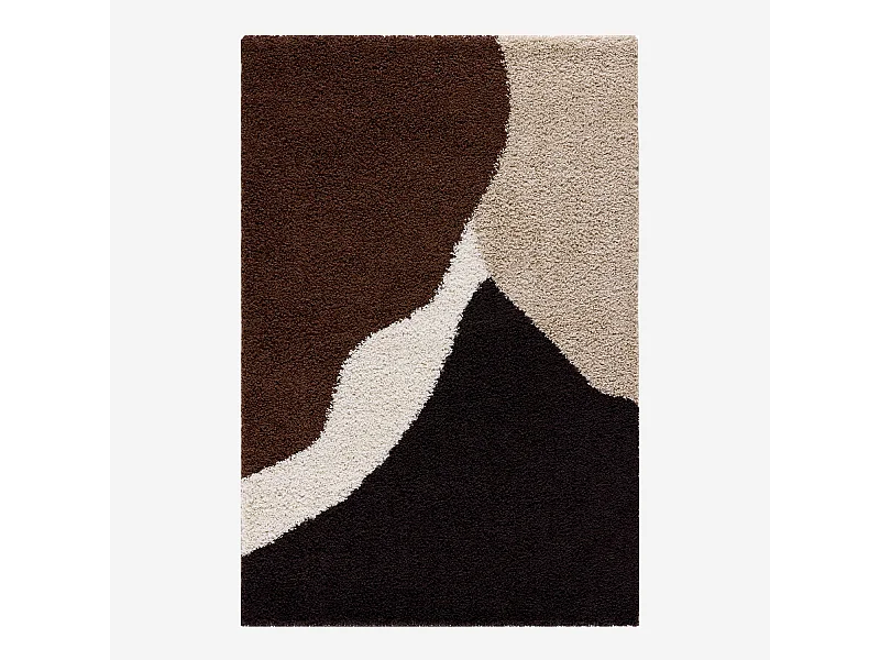 Alfombra interior shaggy motivos geométricos beige, marrón, negro