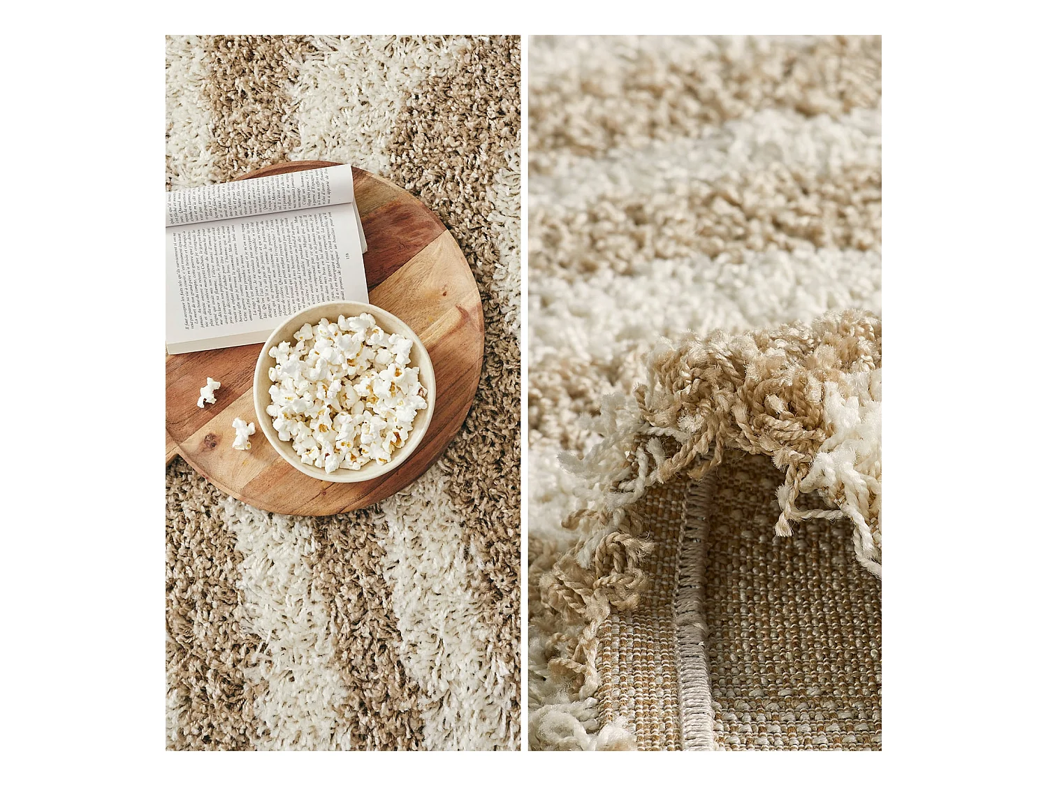 Alfombra interior shaggy motivos geométricos beige