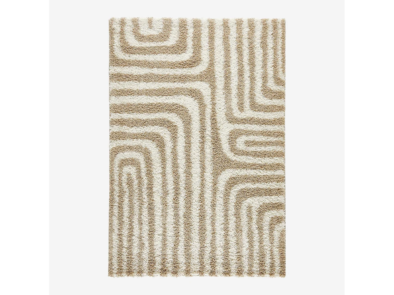 Tappeto interno shaggy motivi geometrici beige