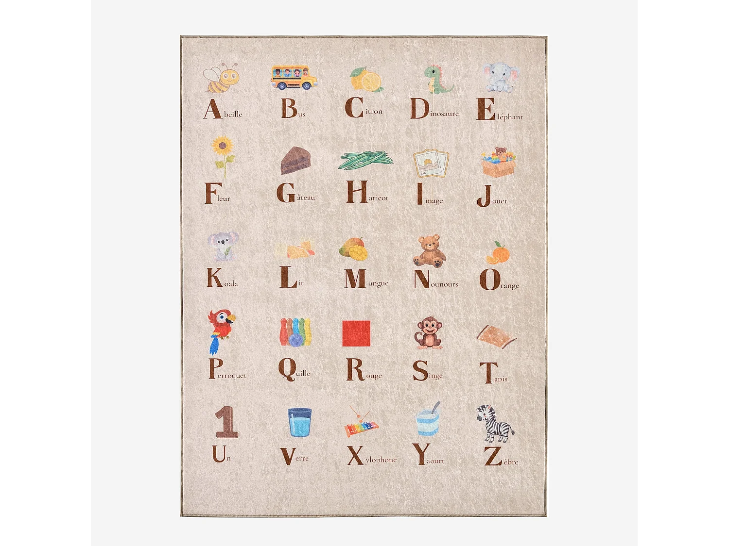 Alfombra infantil educativo con abecedario, para interior color beige