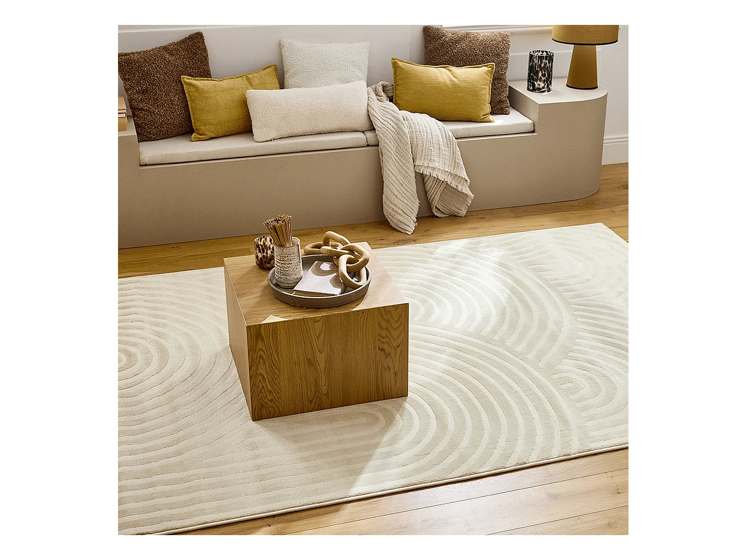 Tapis intérieur motif arches crème 200 x 290 cm - Brad