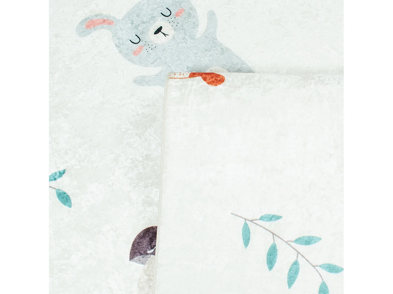 Tapis intérieur enfant blanc imprimé animaux thème automnal 160 x 230 cm - Ravon