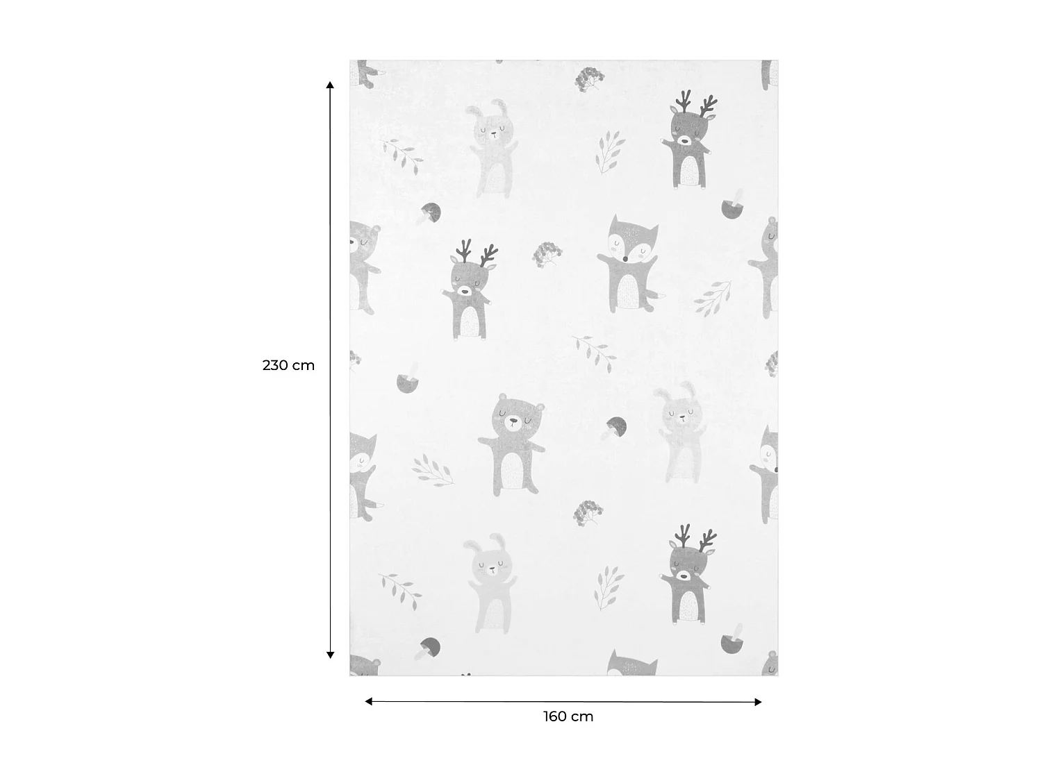 Tapis intérieur enfant blanc imprimé animaux thème automnal 160 x 230 cm - Ravon