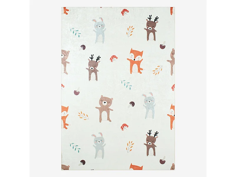 Alfombra interior infantil blanca estampada con animales