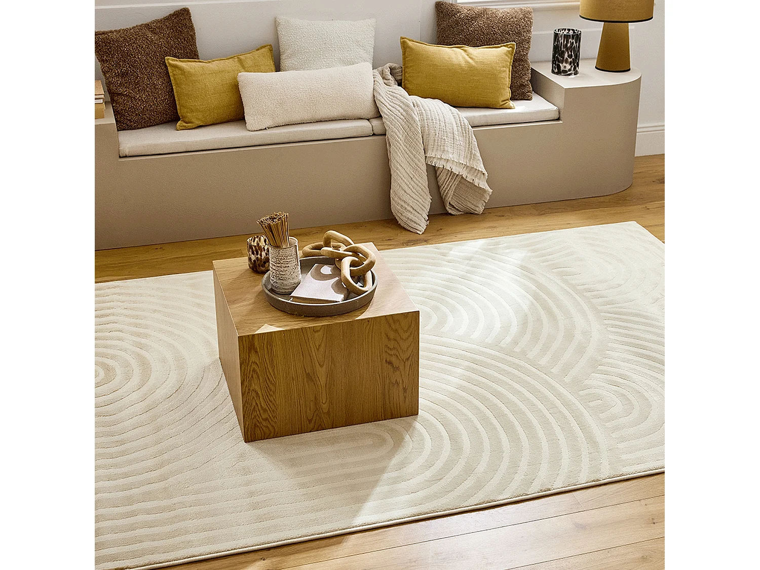 Tapis intérieur motif arches crème 160 x 230 cm - Brad