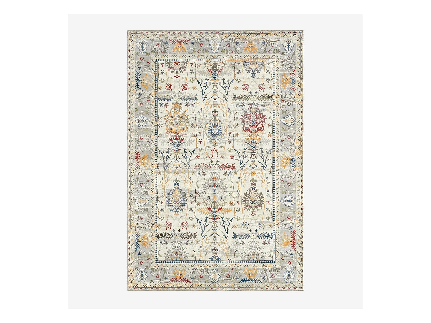 Tapis intérieur motif oriental / persan bleu. jaune. rouge. blanc 160 x 230 cm - Cavy