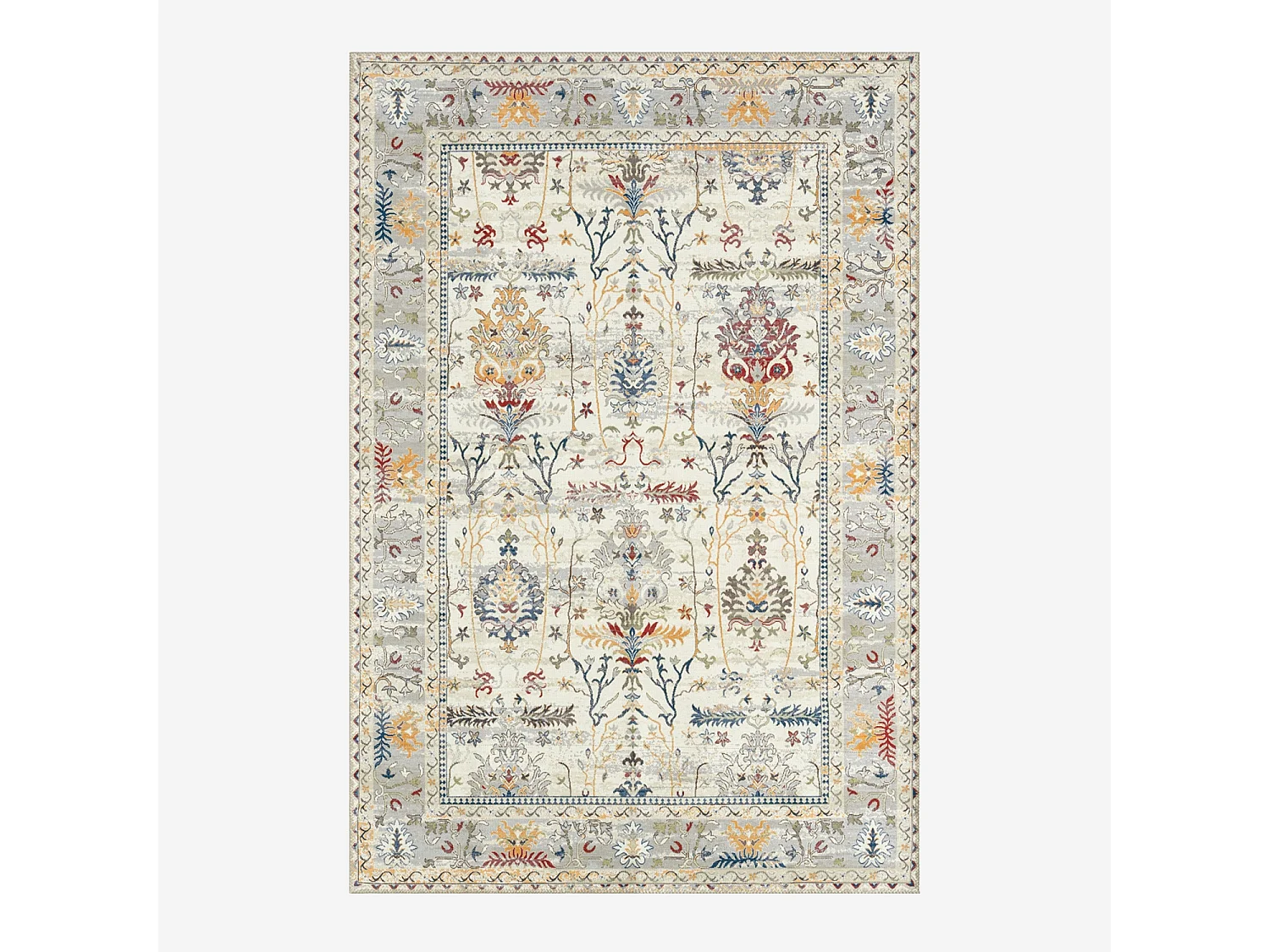Tapis intérieur motif oriental / persan bleu. jaune. rouge. blanc 160 x 230 cm - Cavy