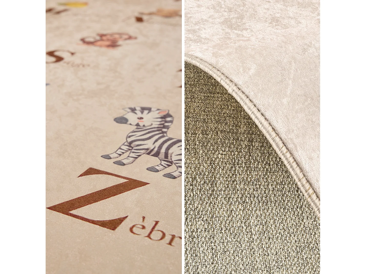 Tapis éducatif intérieur enfant beige imprimé abécédaire 160 x 230 cm - Scoty