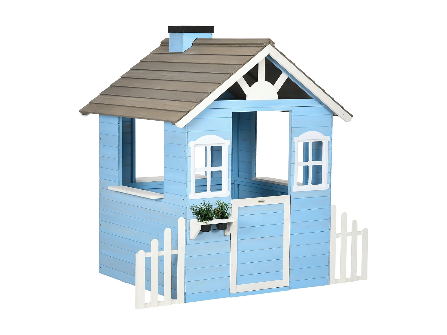 Casetta per bambini 3-7 anni in legno di abete per uso esterno blu