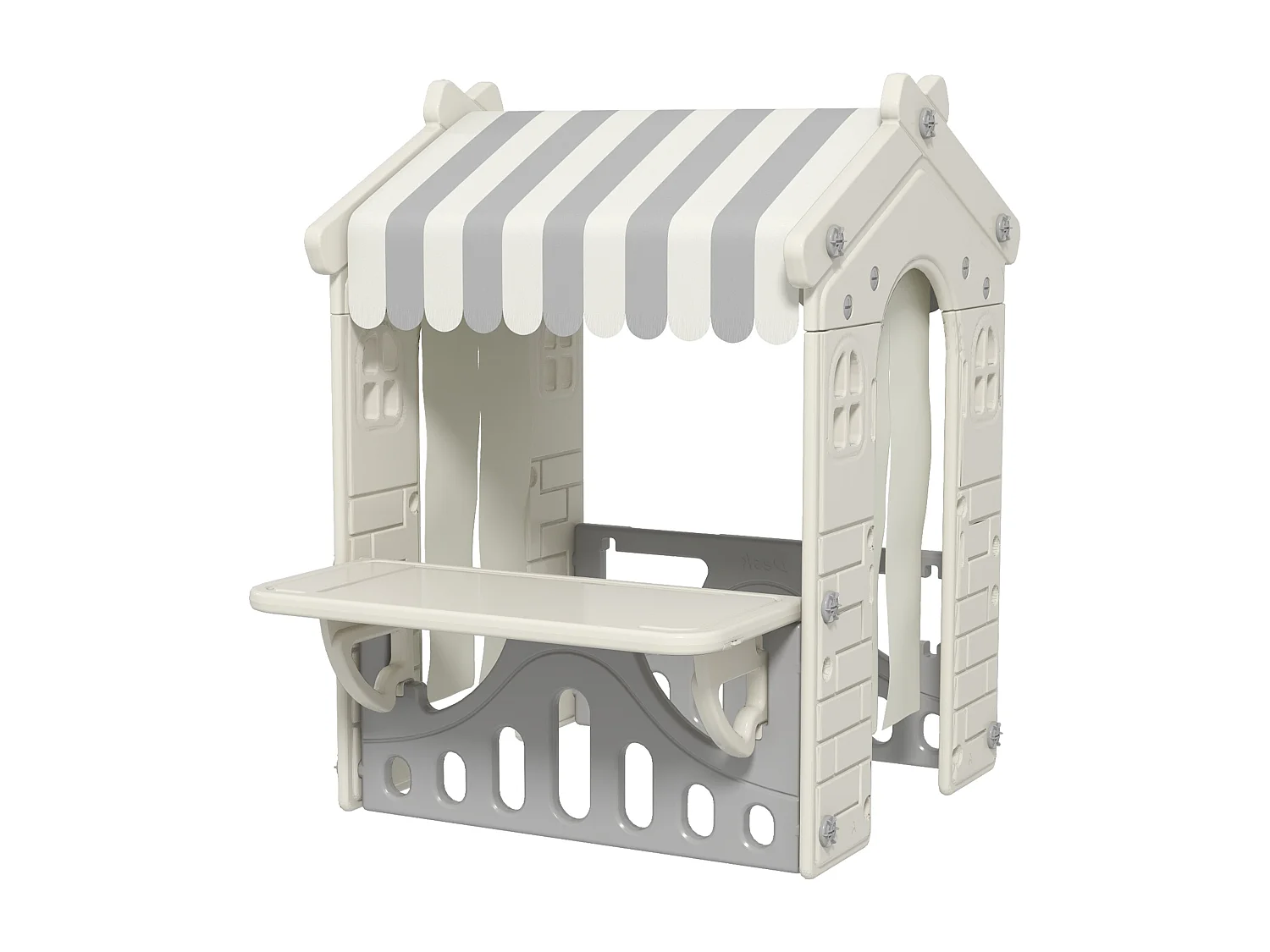 Casetta per bambini da 1-6 anni da interno con porte e finestre crema