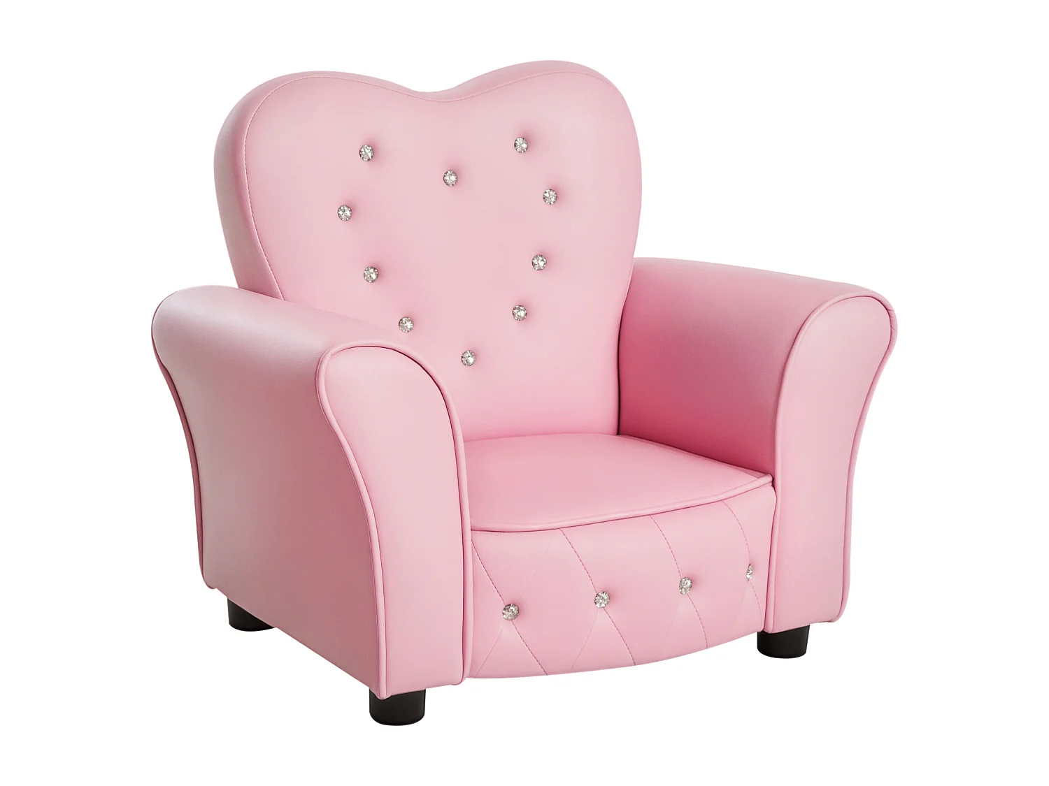 Poltroncina per bambini imbottita con rivestimento in pvc rosa