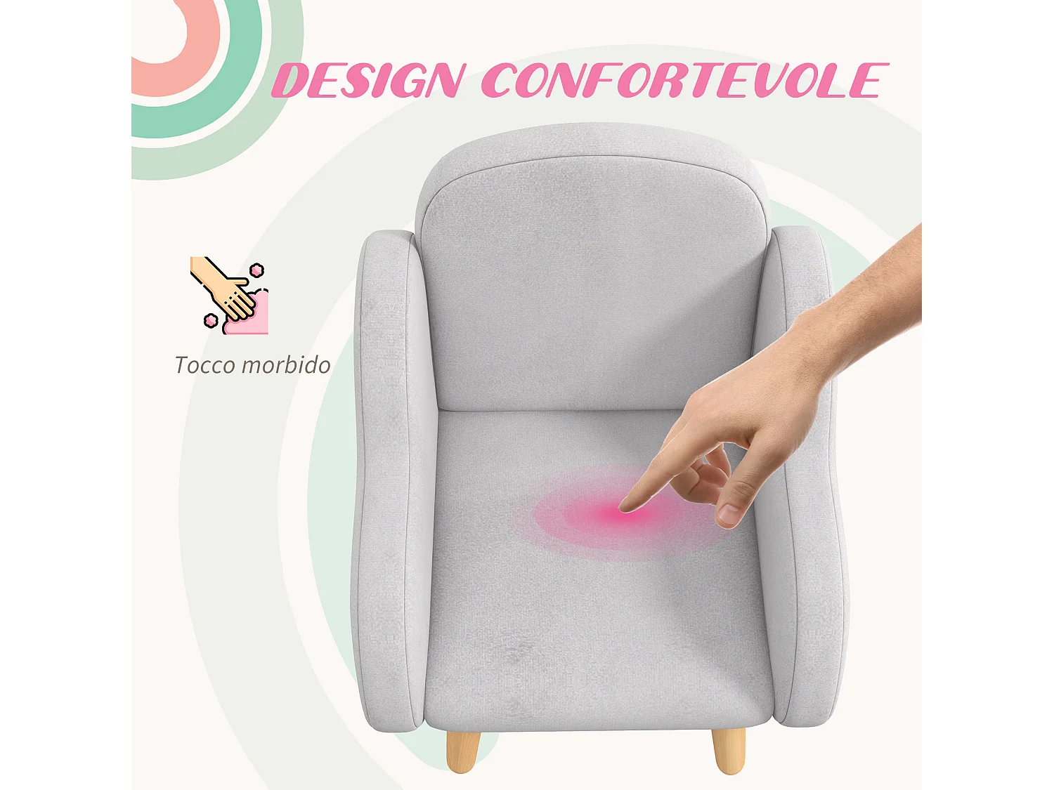 Poltrona per bambini fino 3 anni con braccioli a nuvola grigio