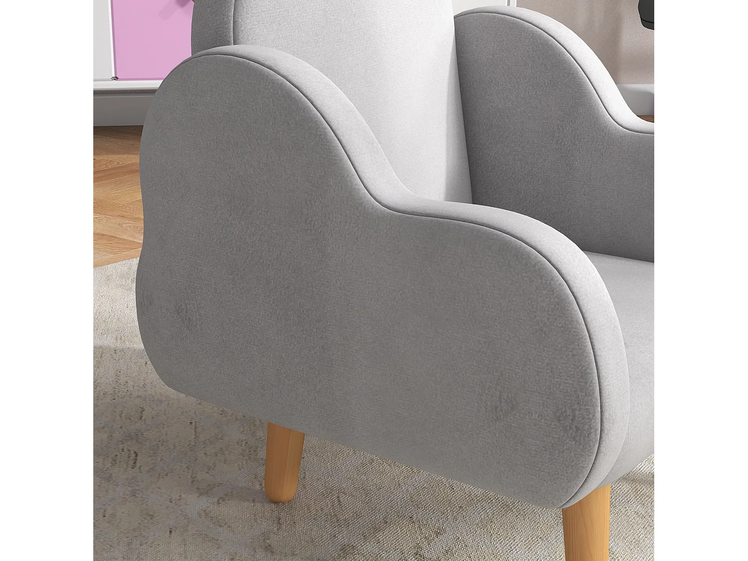 Poltrona per bambini fino 3 anni con braccioli a nuvola grigio