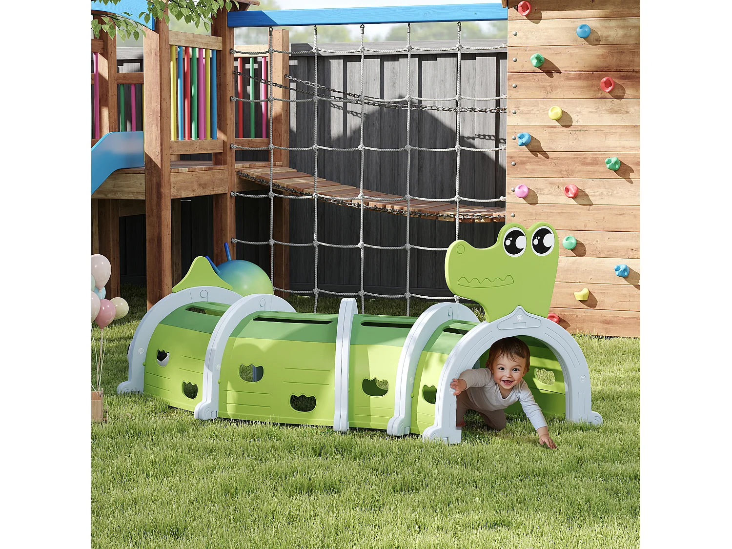 Tunnel per bambini 3-6 anni a coccodrillo in plastica verde