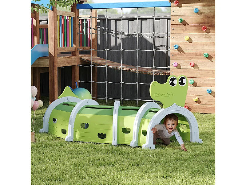 Tunnel per bambini 3-6 anni a coccodrillo in plastica verde