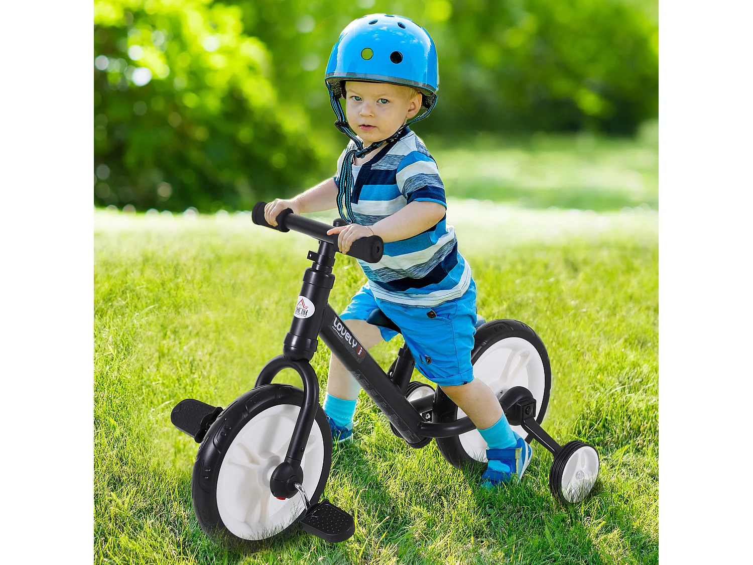 Bici senza pedali per bambini 2-5 anni sella regolabile e rotelle nero