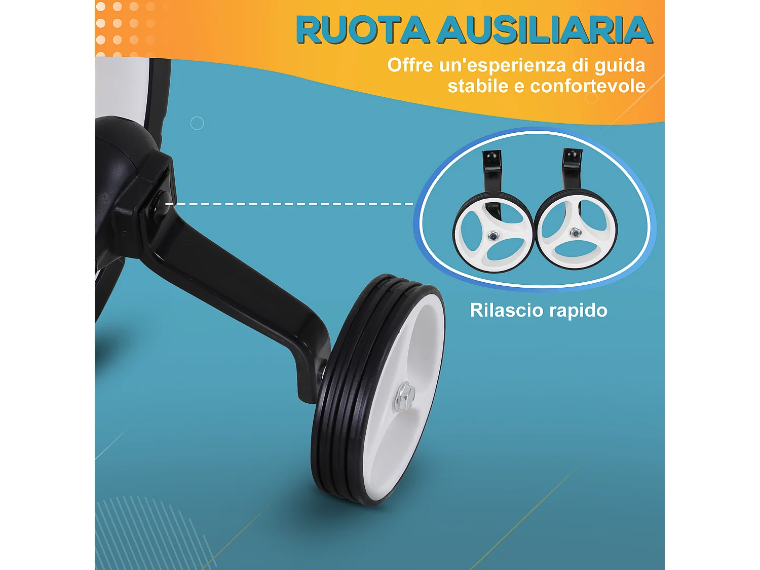 Bici senza pedali per bambini 2-5 anni sella regolabile e rotelle nero