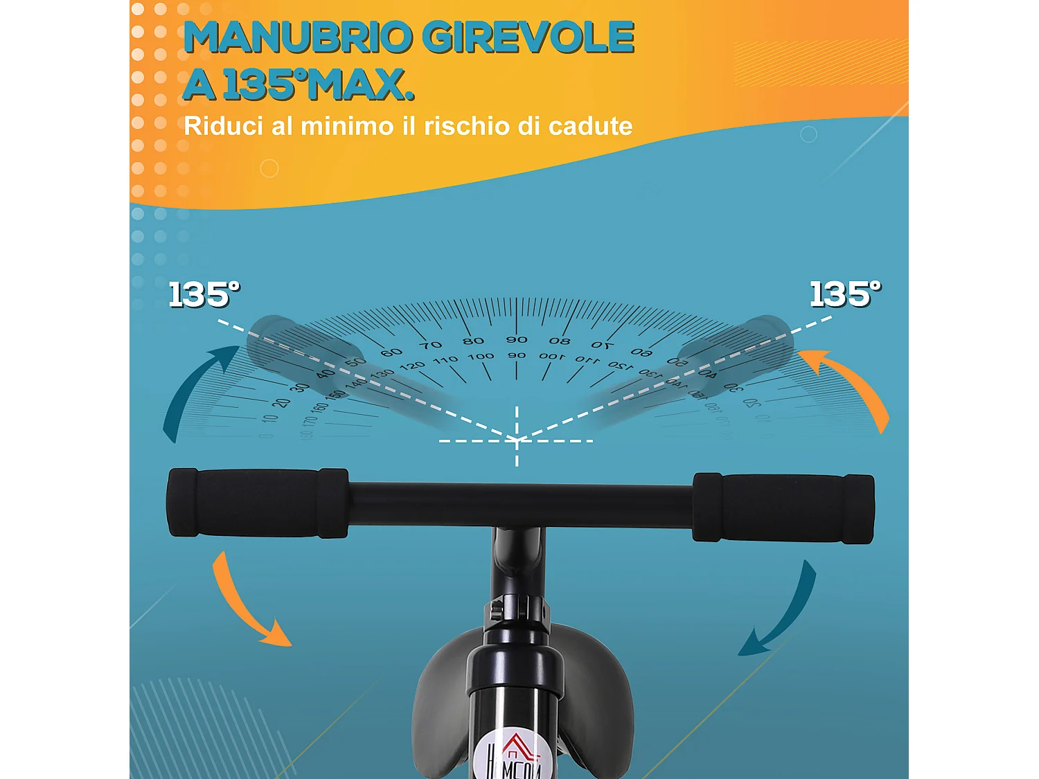 Bici senza pedali per bambini 2-5 anni sella regolabile e rotelle nero