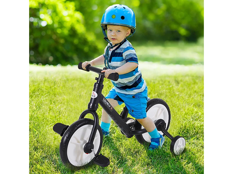 Bici senza pedali per bambini 2-5 anni sella regolabile e rotelle nero