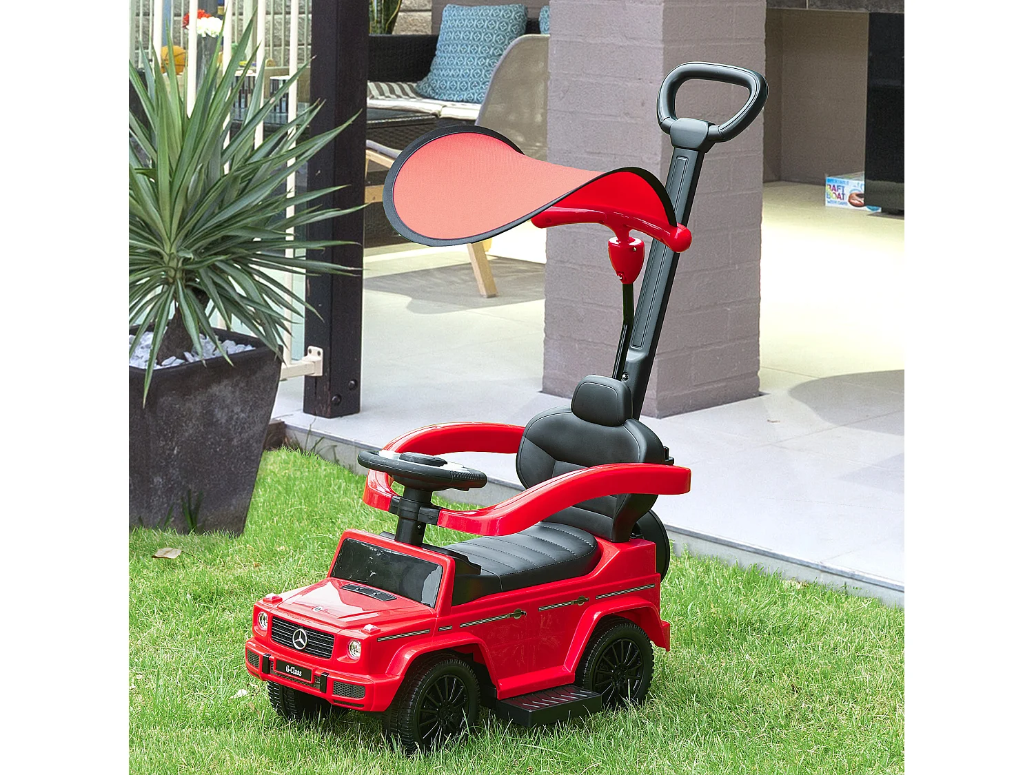 Macchina a spinta per bambini con tettuccio rosso