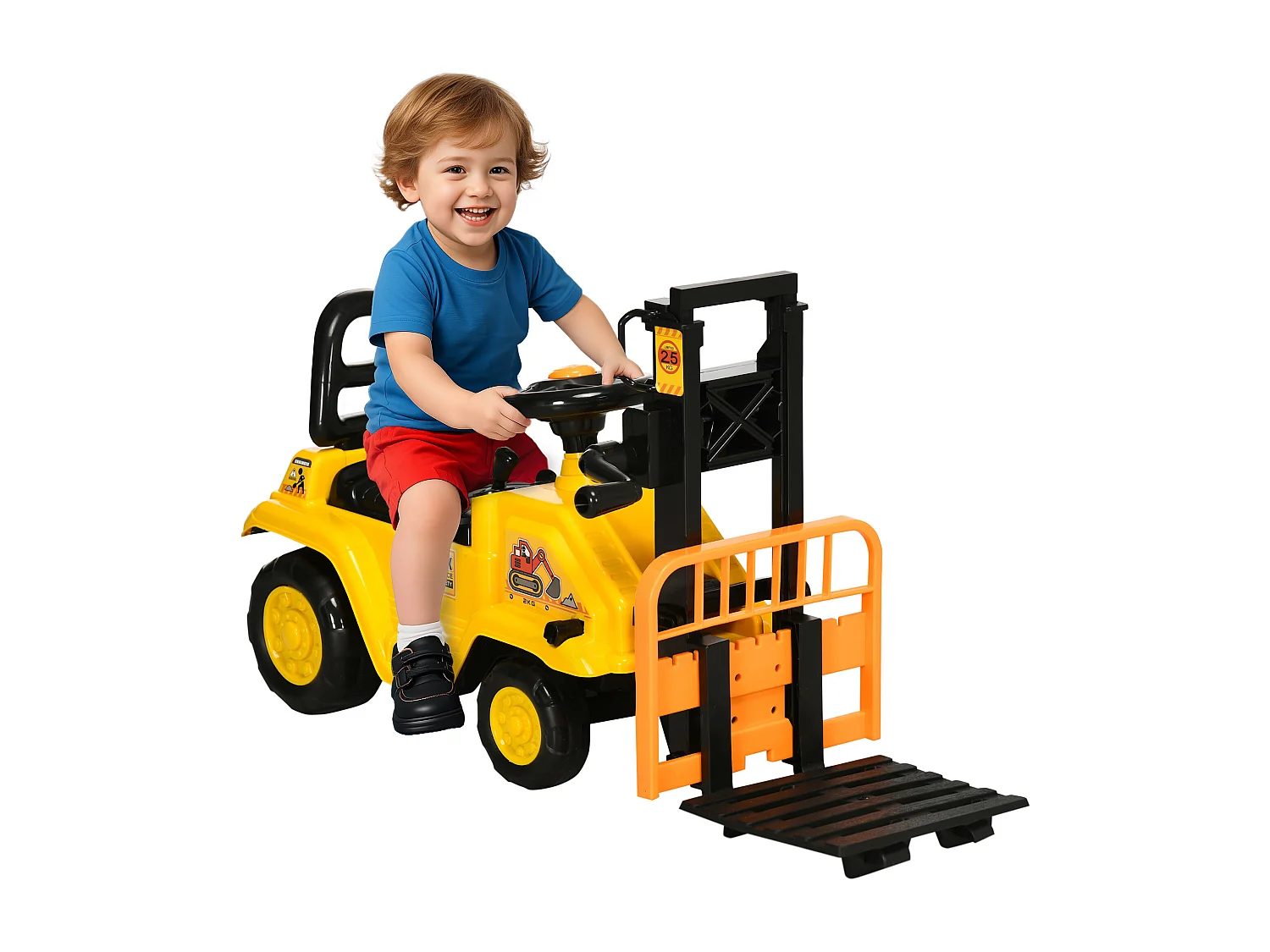 Trattore a pedali per bambini 3-4 anni con muletto in pp e abs