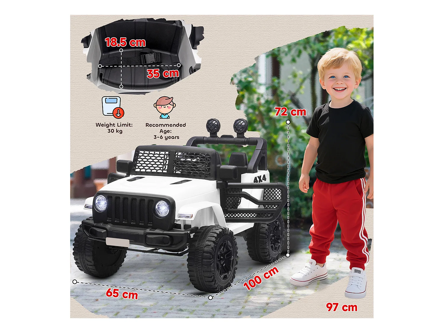 Macchina per bambini 12v jeep con telecomando 2 velocità