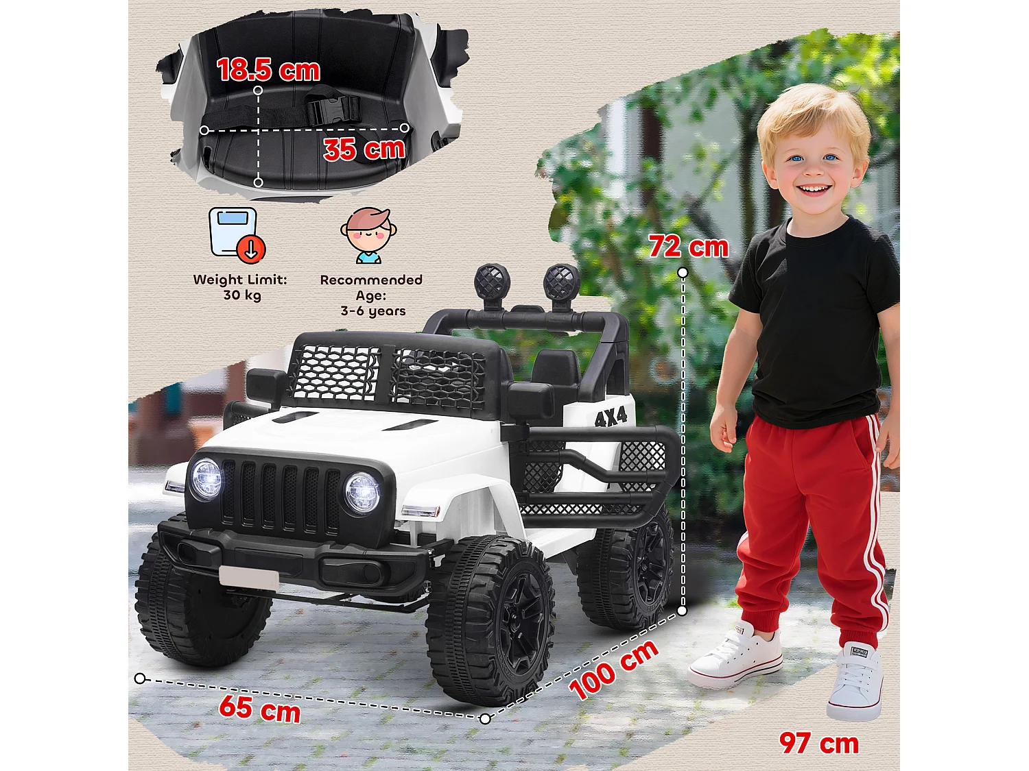 Macchina per bambini 12v jeep con telecomando 2 velocità