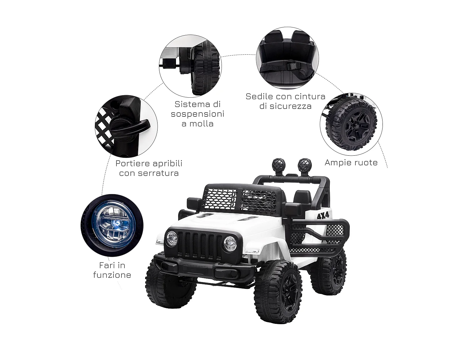 Macchina per bambini 12v jeep con telecomando 2 velocità