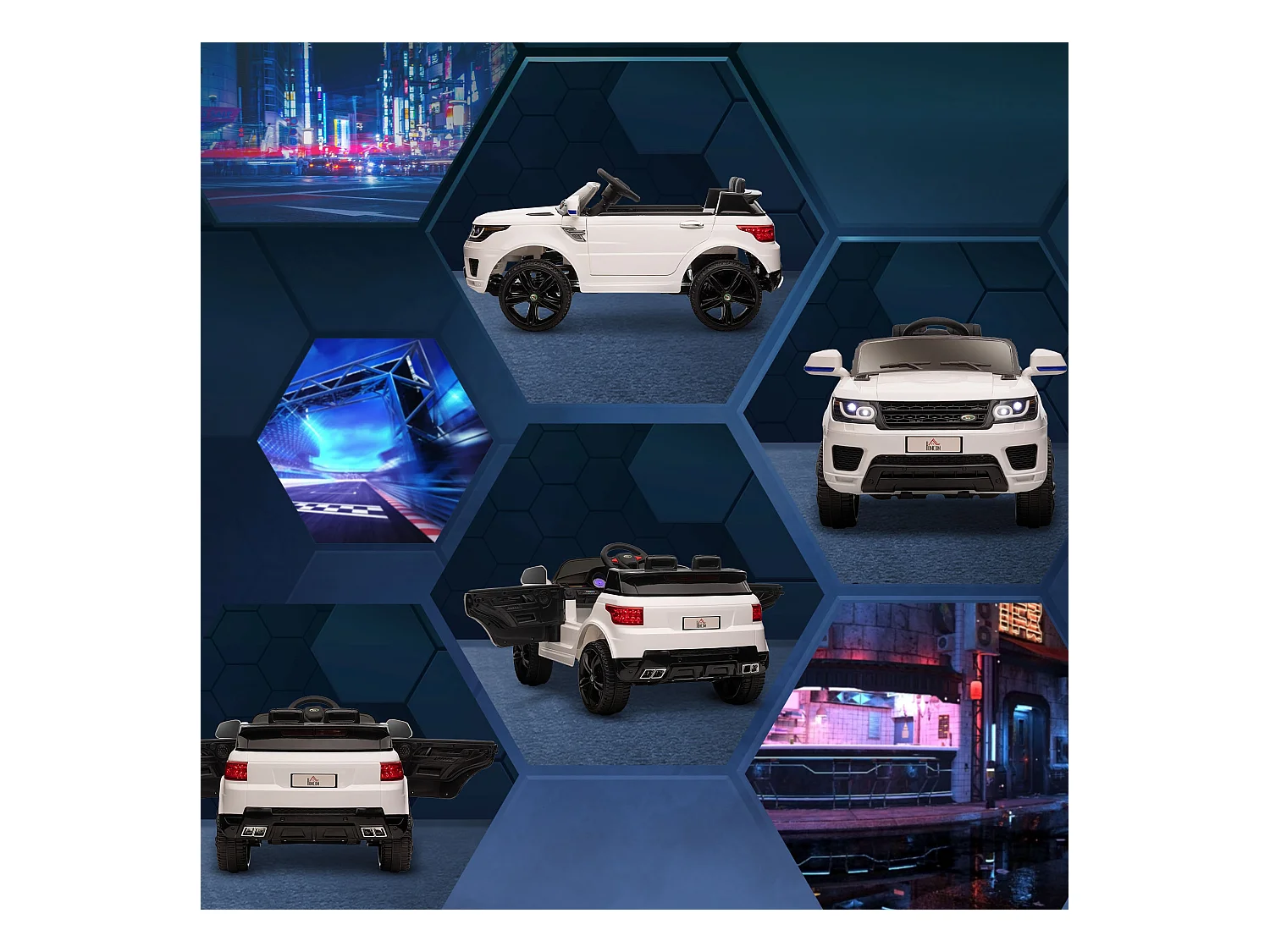 Macchina elettrica per bambini 3-6 anni con telecomando bianco