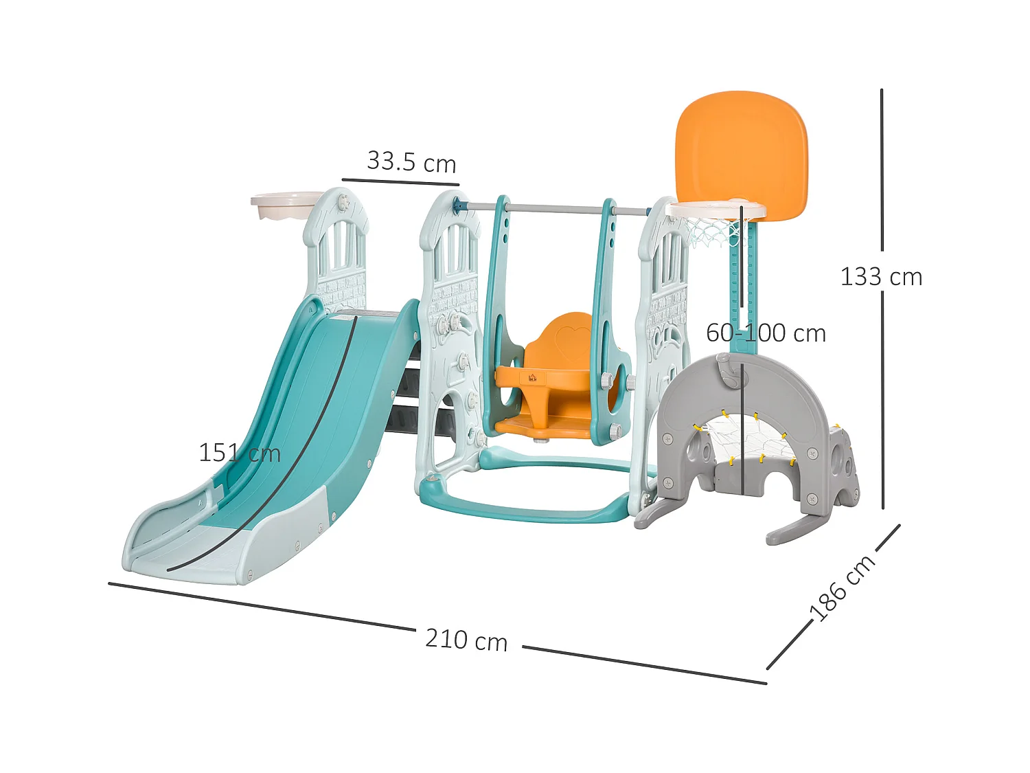 Set scivolo e altalena per bambini 5 in 1 in plastica