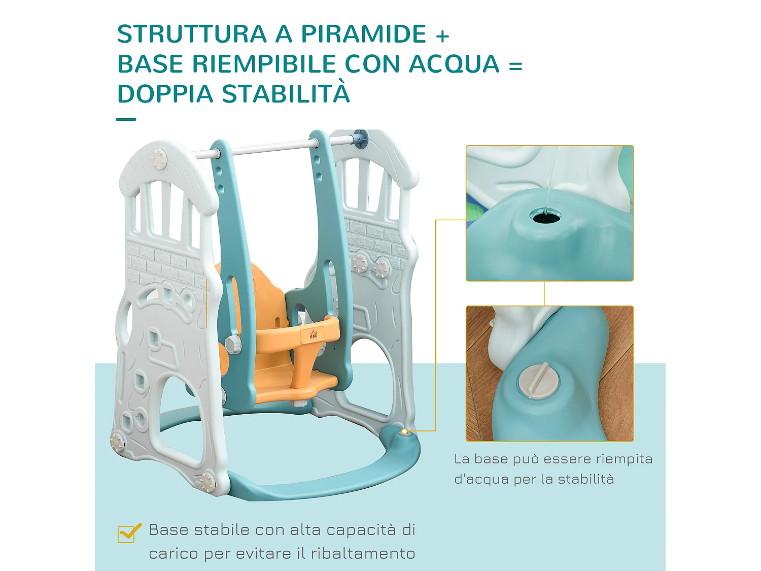 Set scivolo e altalena per bambini 5 in 1 in plastica
