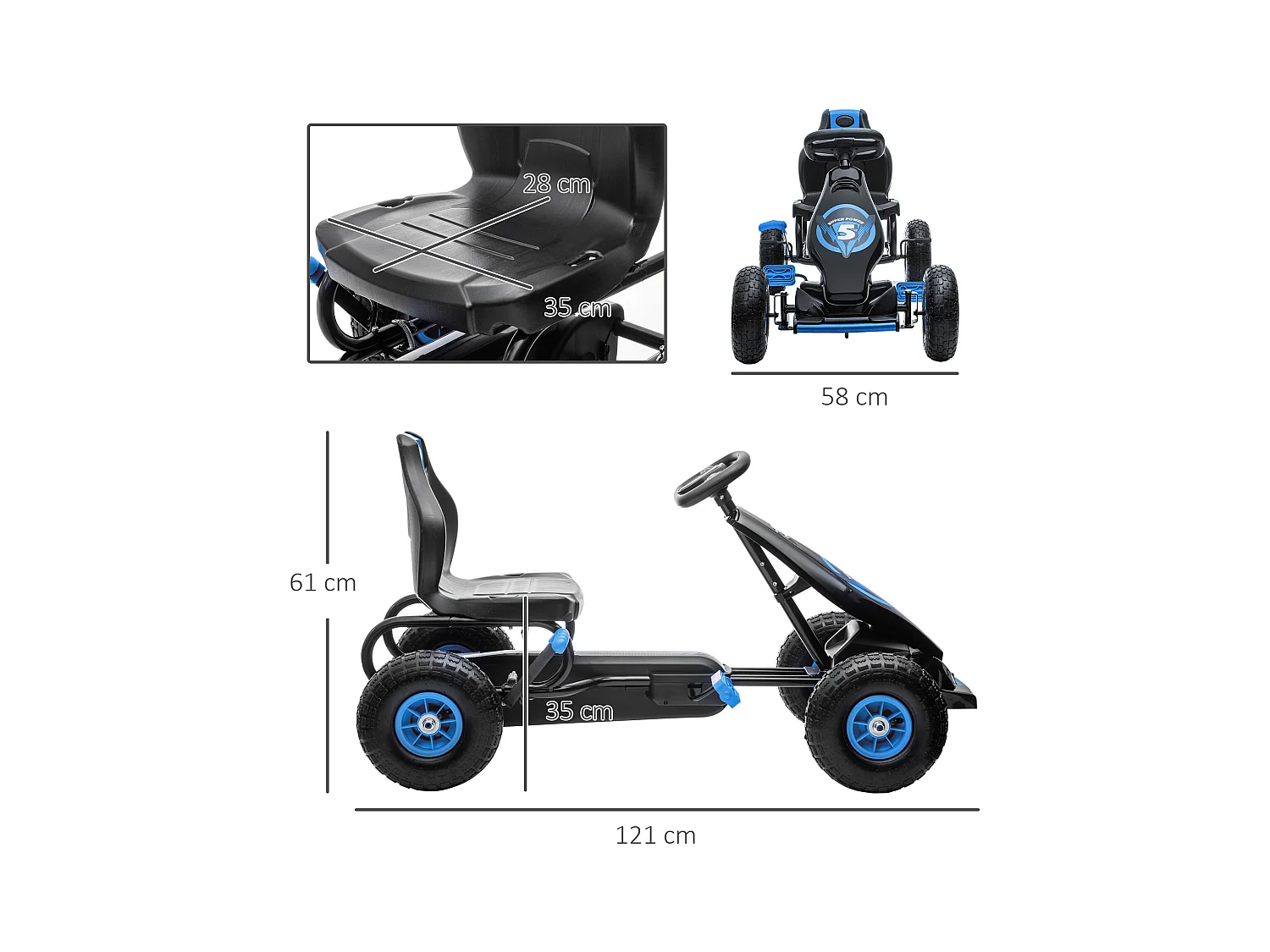 Go kart a pedali per bambini 5-12 anni con sedile regolabile