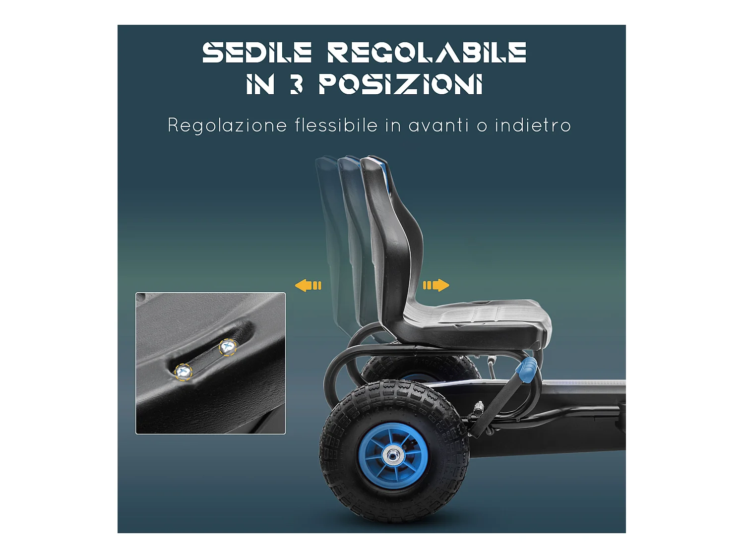 Go kart a pedali per bambini 5-12 anni con sedile regolabile