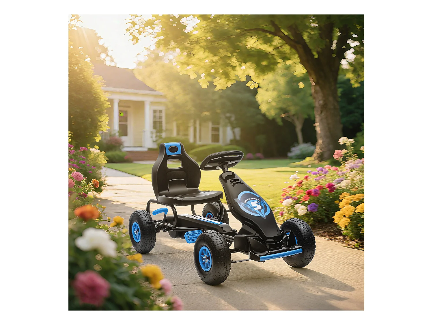 Go kart a pedali per bambini 5-12 anni con sedile regolabile