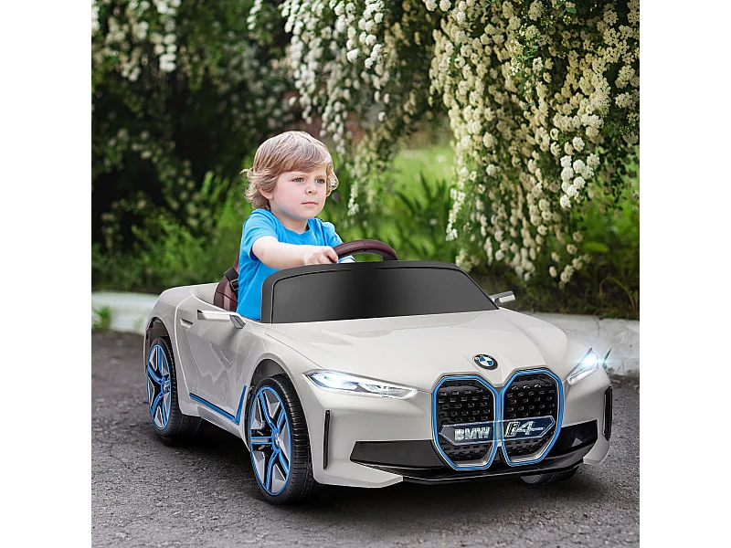 Macchina elettrica per bambini 3-6 anni con telecomando bianco