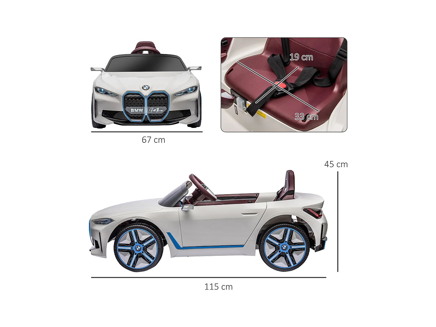 Macchina elettrica per bambini 3-6 anni con telecomando bianco