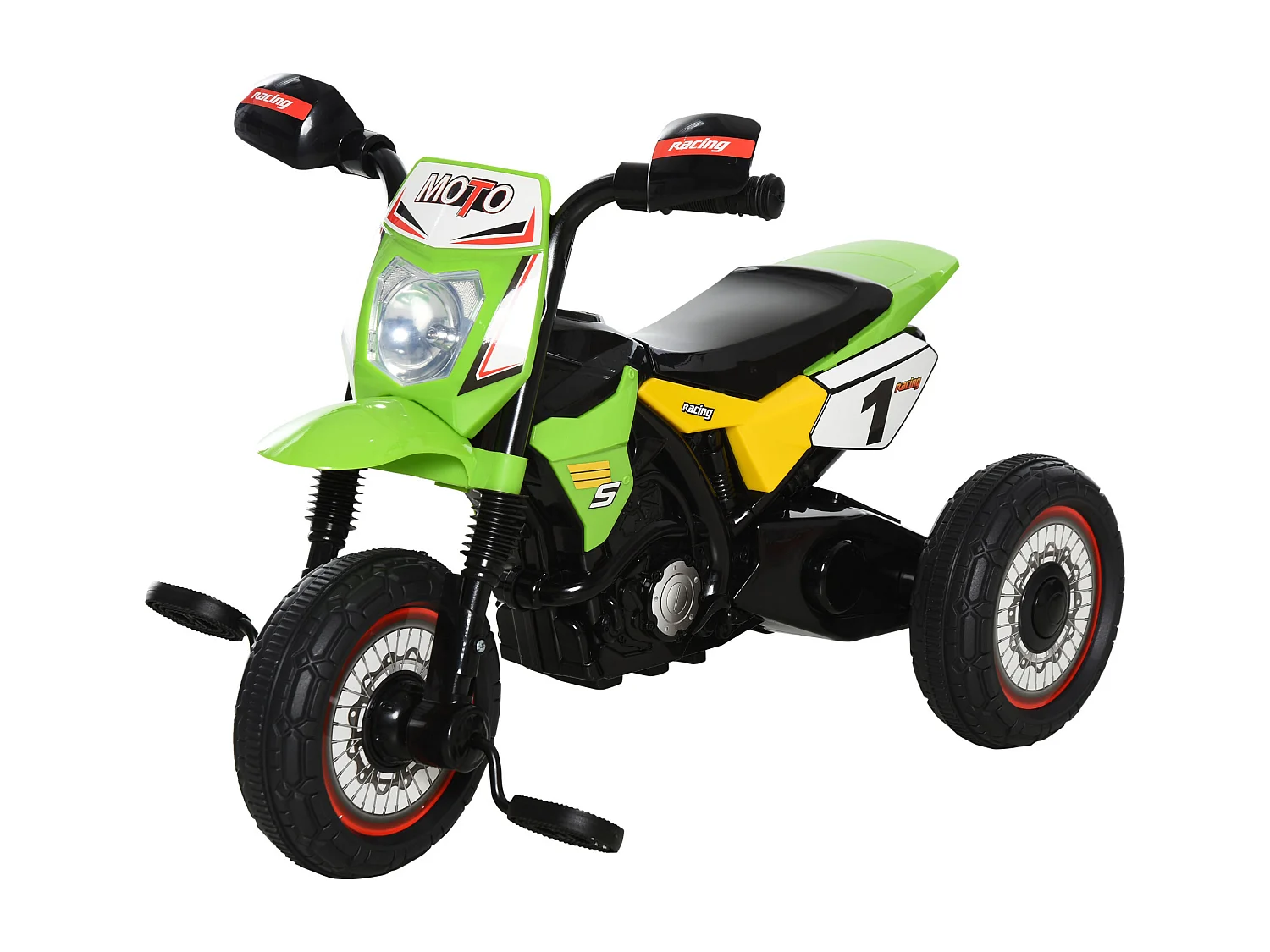 Triciclo stile moto per bambini a pedali luci suoni 71x40x51cm