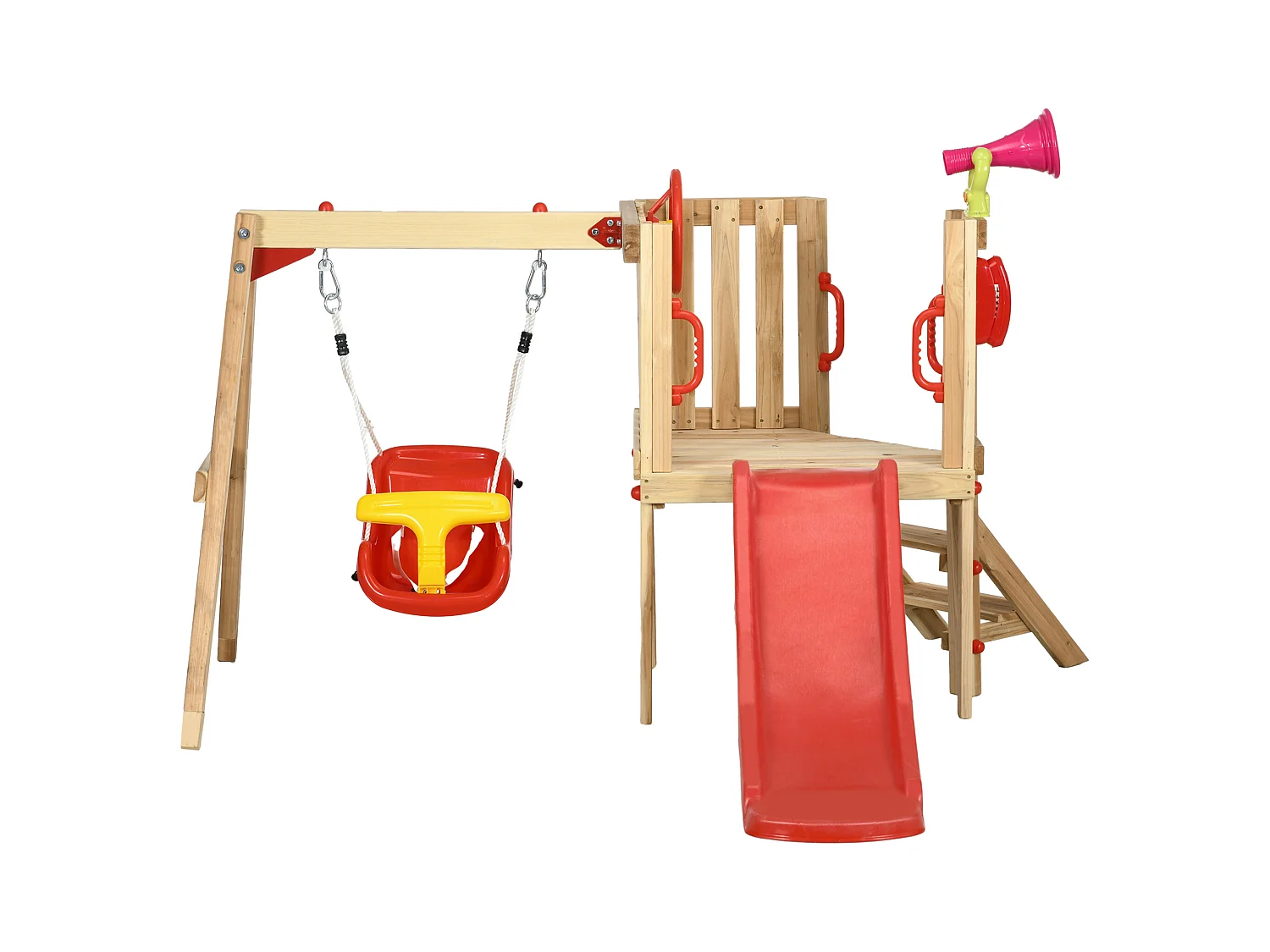 Set scivolo e altalena per bambini 18-48 mesi in legno e plastica