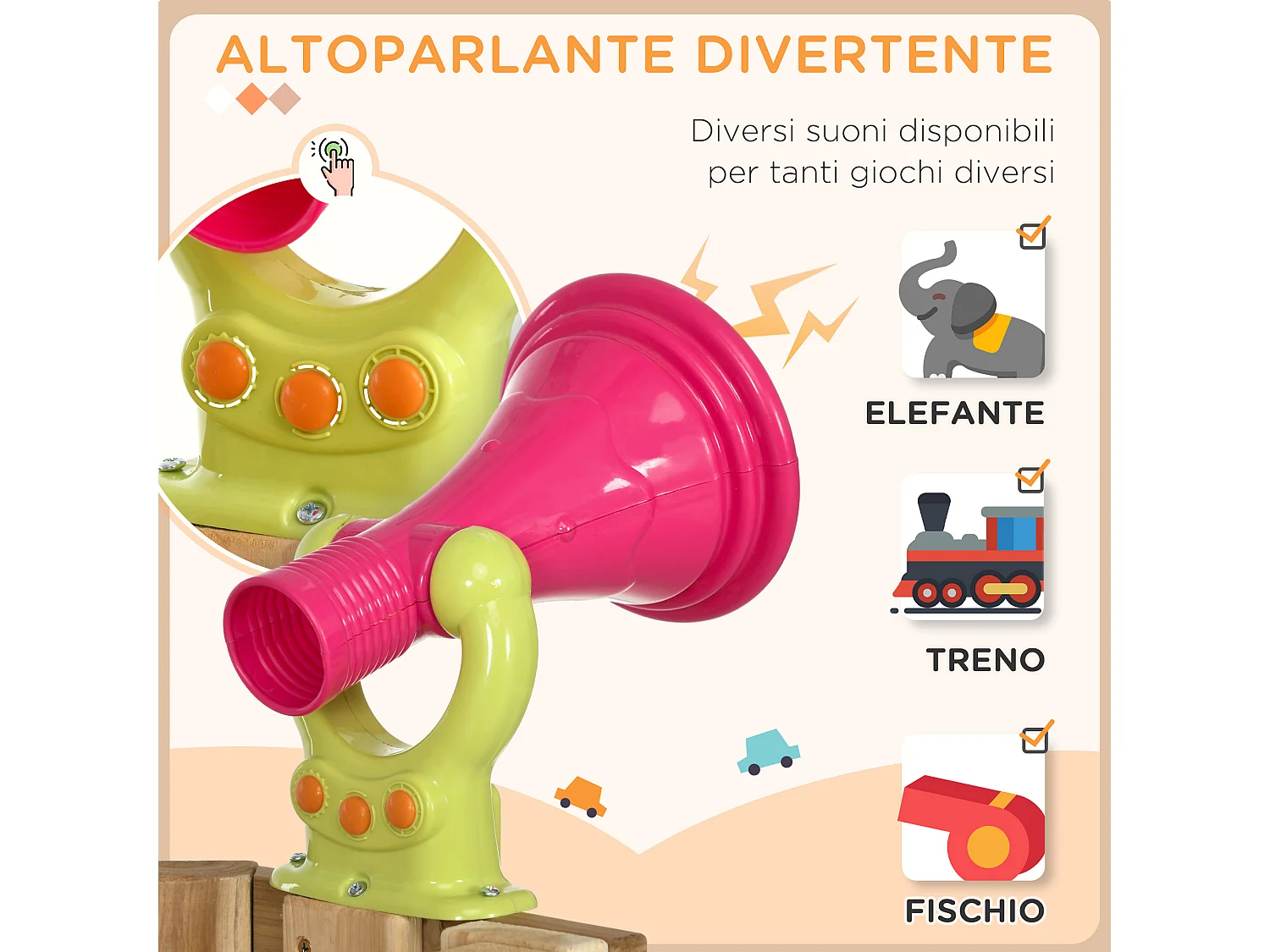 Set scivolo e altalena per bambini 18-48 mesi in legno e plastica