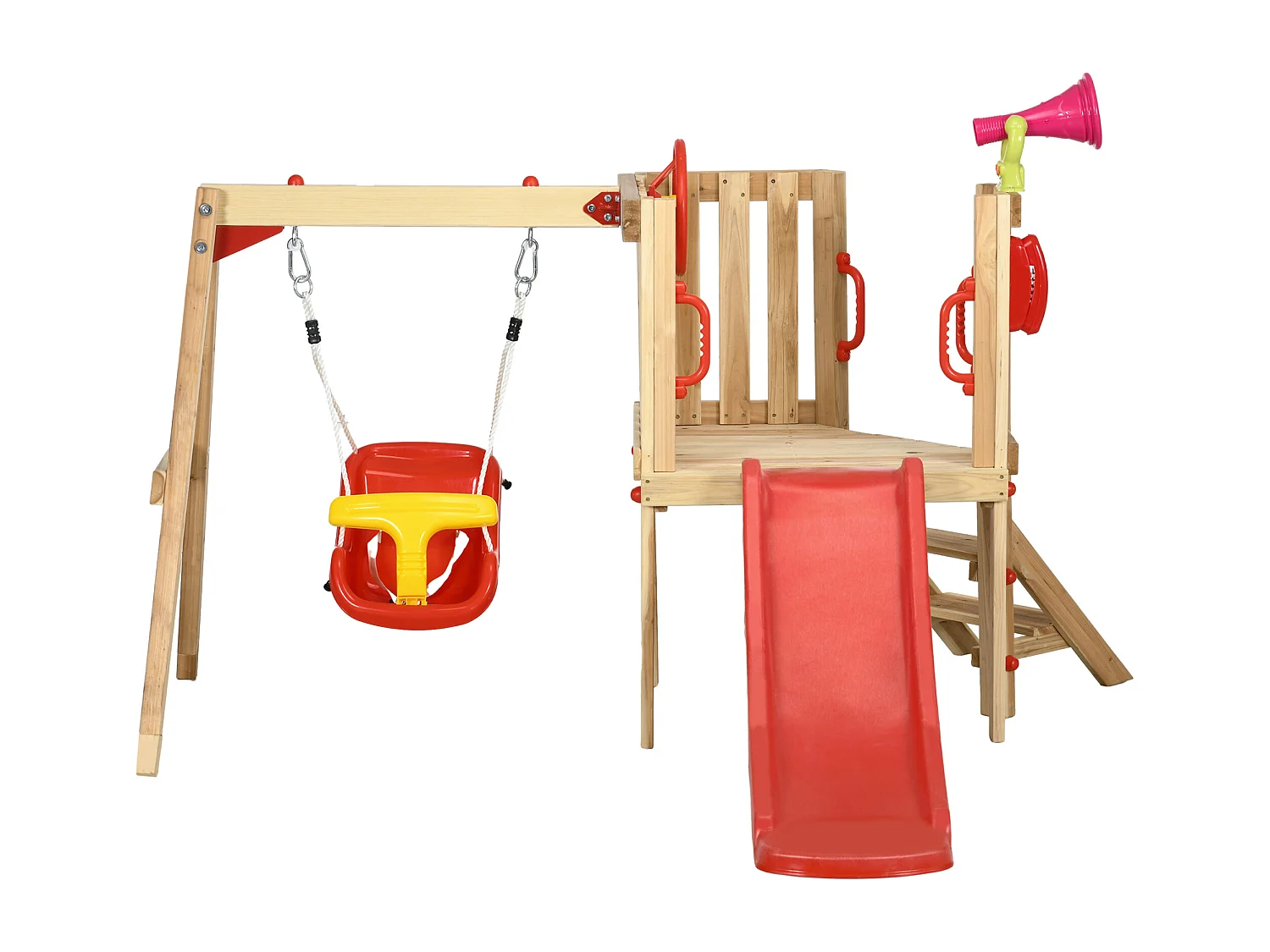 Set scivolo e altalena per bambini 18-48 mesi in legno e plastica