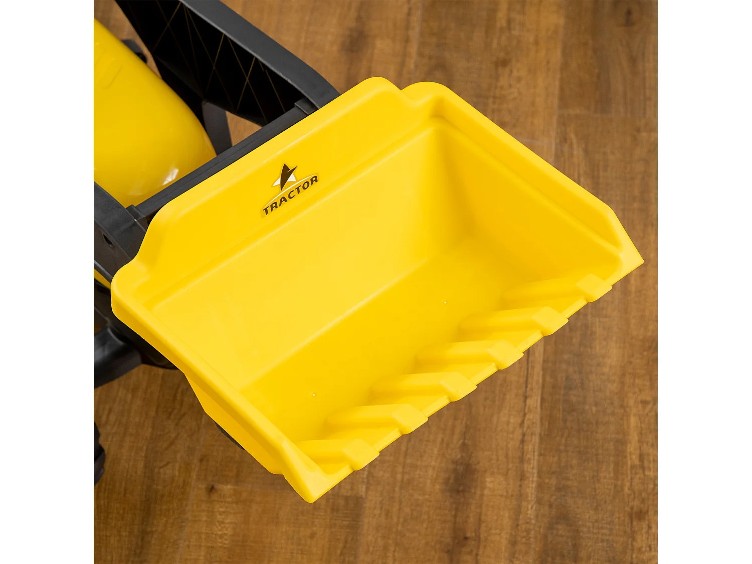 Escavatore a pedali per bambini con ruspa e rimorchio giallo