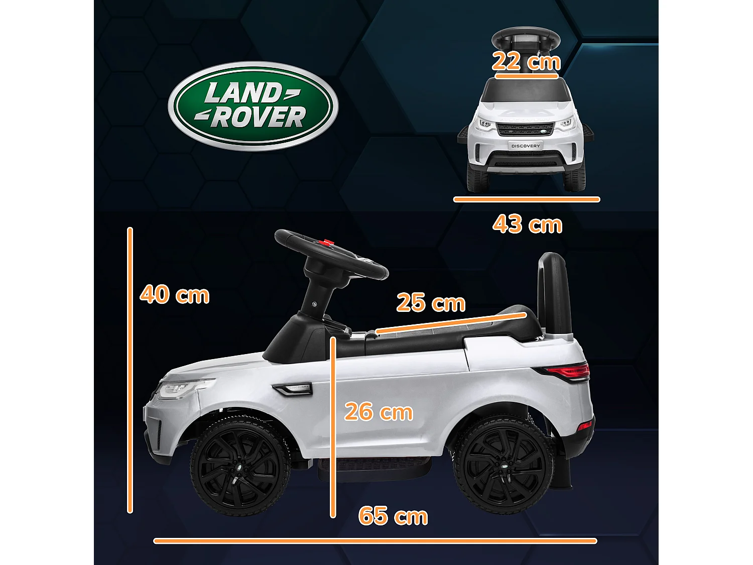 Macchina per bambini land rover elettrica e a spinta 3km/h bianco