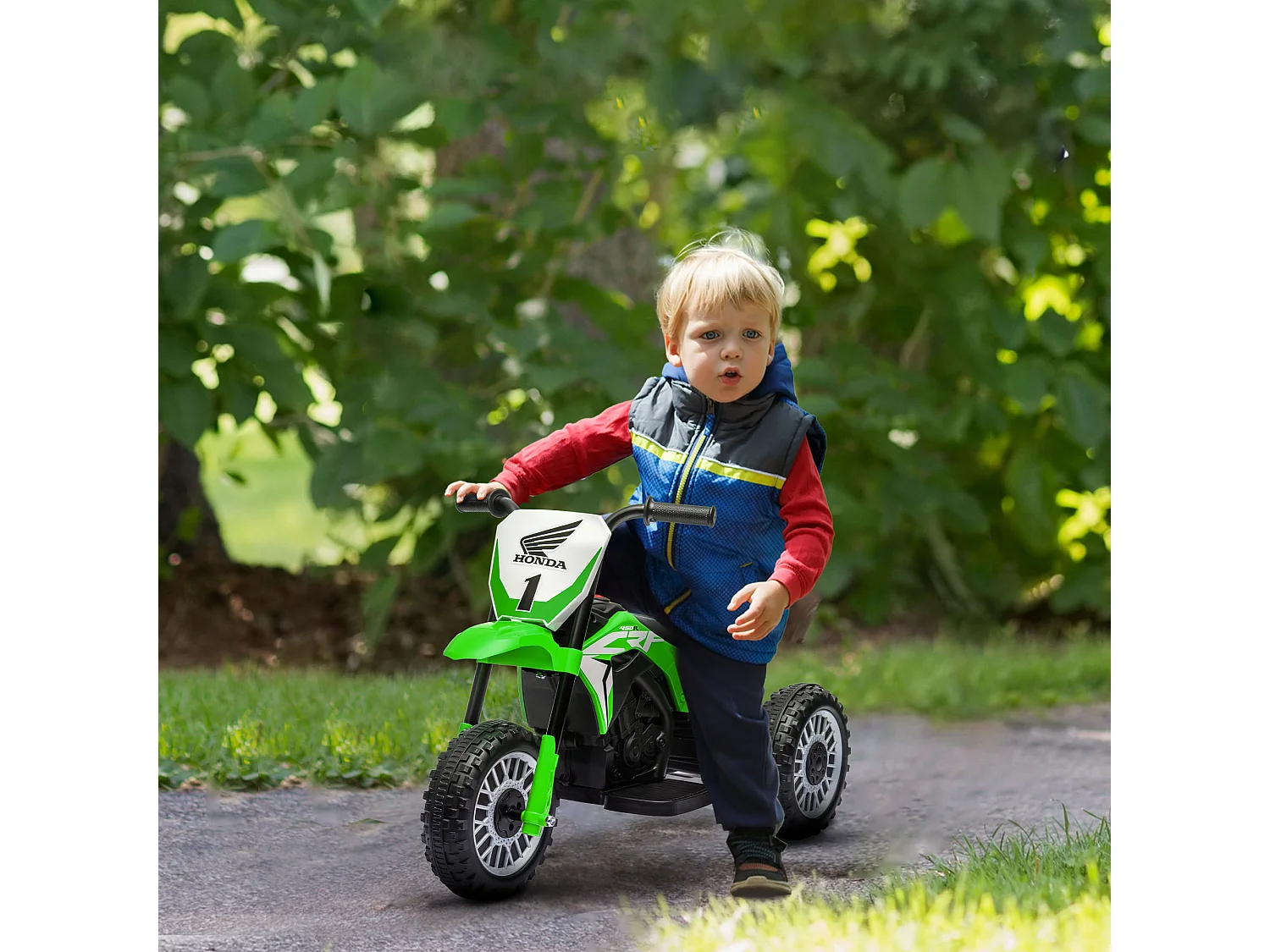 Moto elettrica per bambini 18-36 mesi honda crf450rl verde