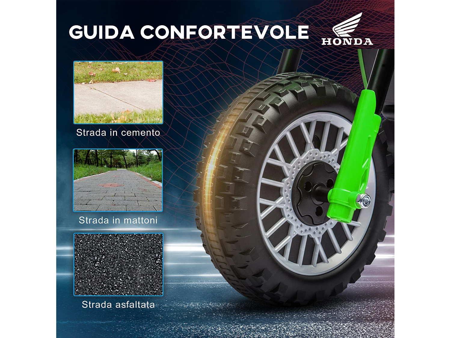 Moto elettrica per bambini 18-36 mesi honda crf450rl verde