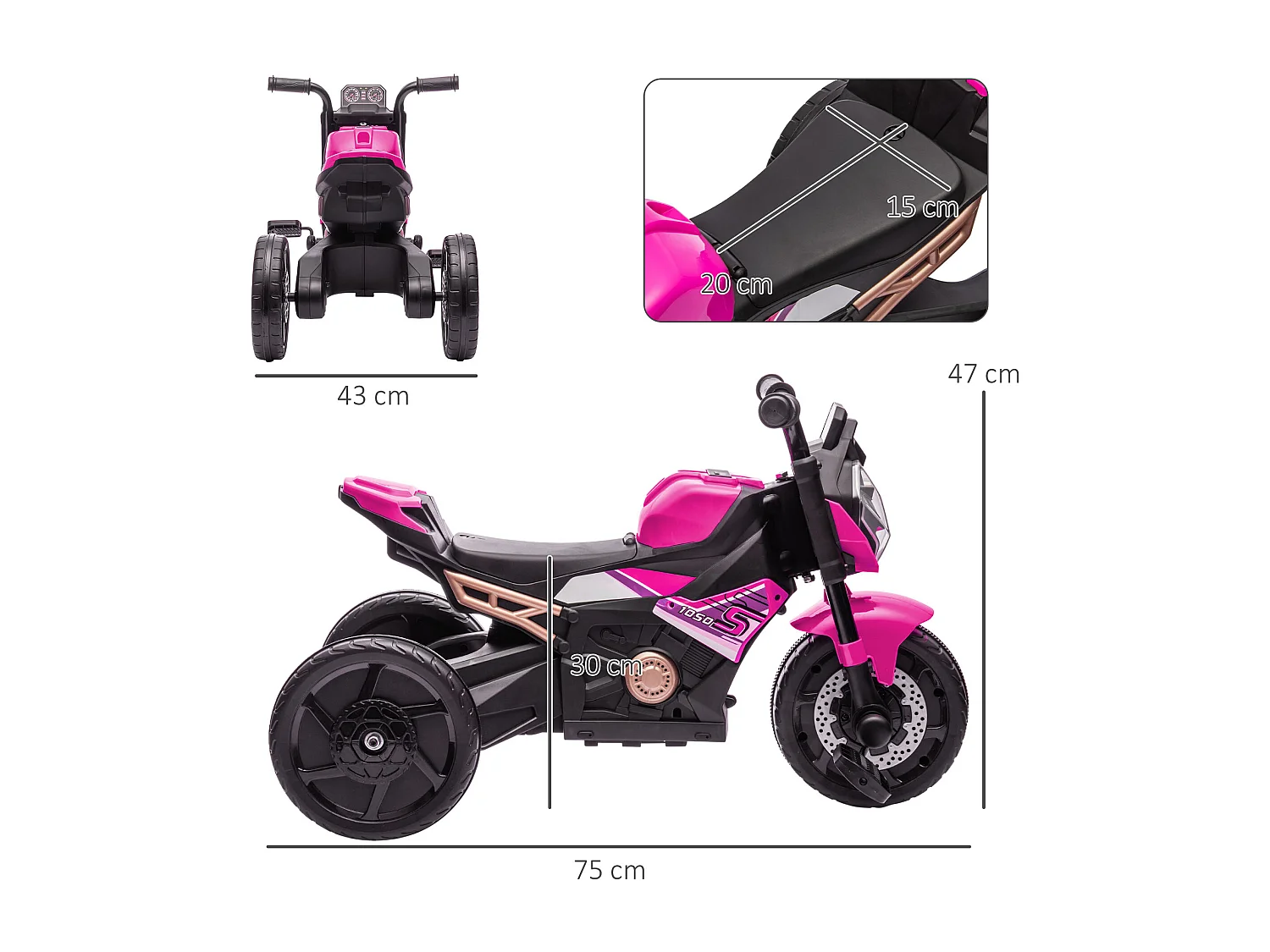 Triciclo per bambini 18-36 mesi design 3 in 1 in pp e acciaio rosa