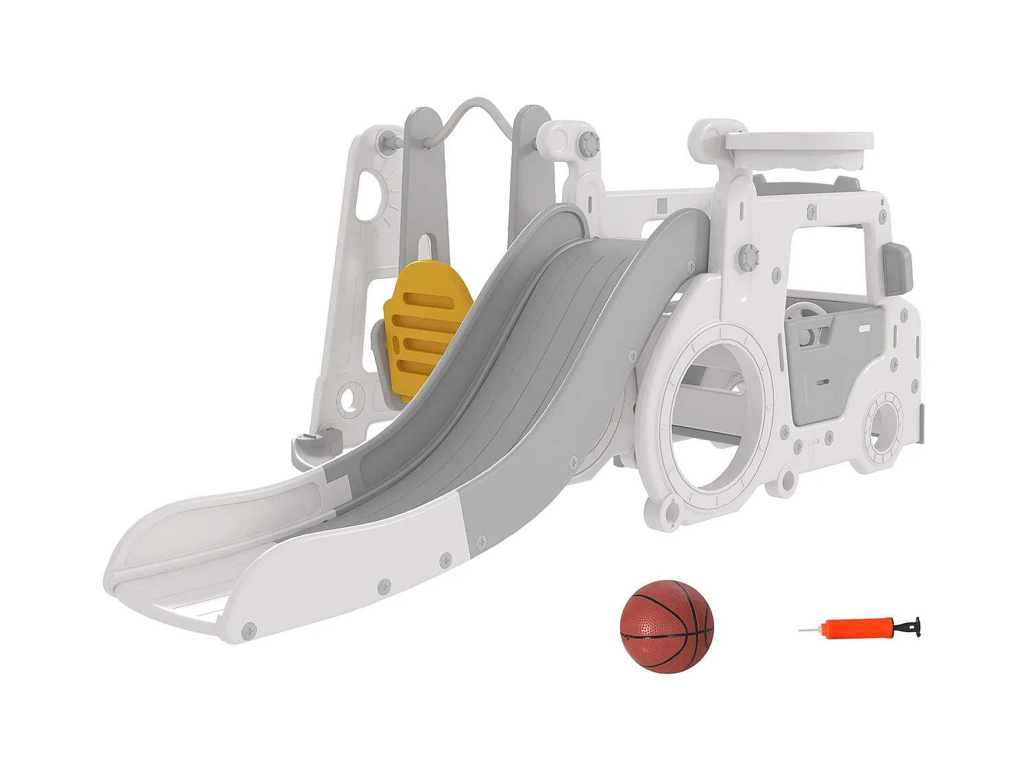 Set scivolo bambini 18-48 mesi con altalena macchina e canestro bianco